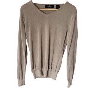 Alessandro Albanese Platinum Linen Blend Beige Taupe Elbow Pads Size M Sweater